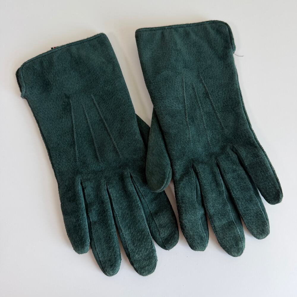 Vintage Wilsons Leather Suede Thinsulate Gloves Women Size M Green Warm Fleece